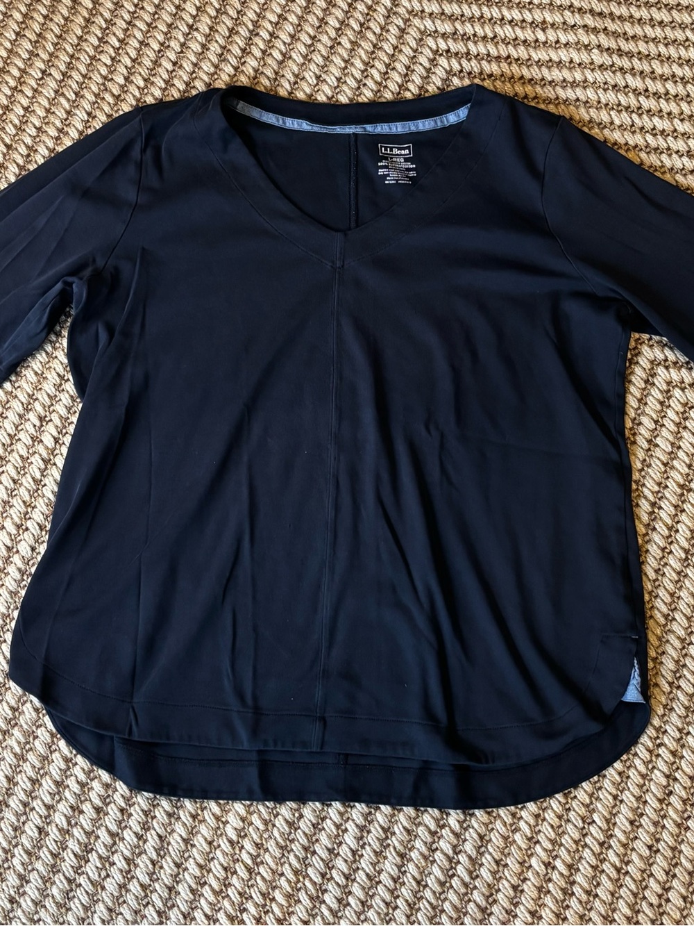 L.L. Bean Black V-Neck Short Sleeve Top